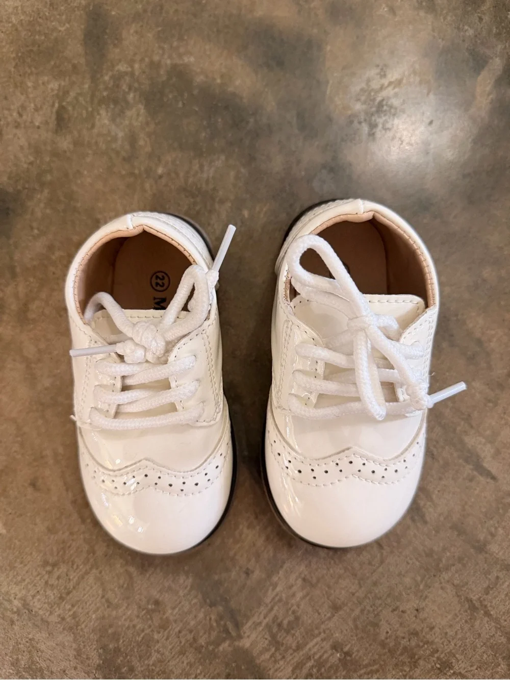 Meckior White Patent Wingtip Oxford Dress Shoes Toddler Size 6 EU 22